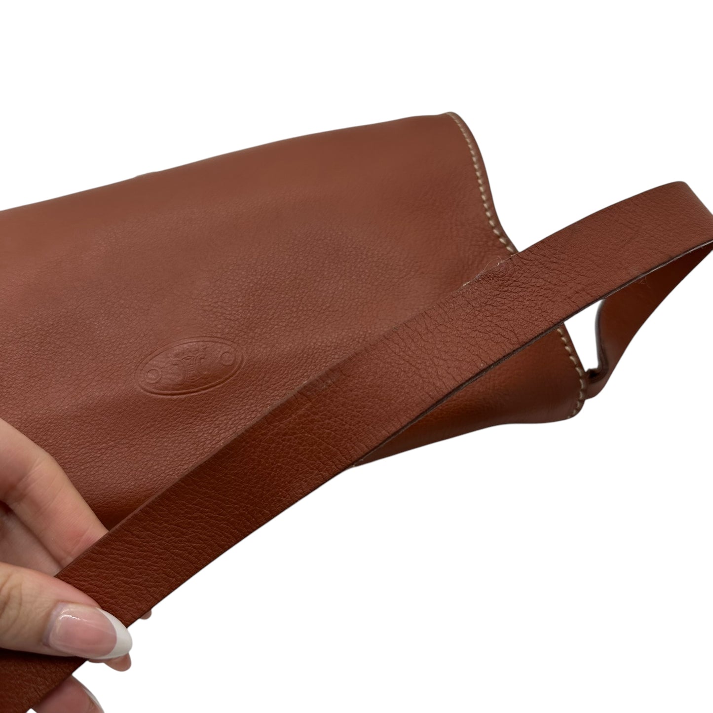 Celine Brown Leather Rivet Logo Shoulder Bag - Outfit Repeater