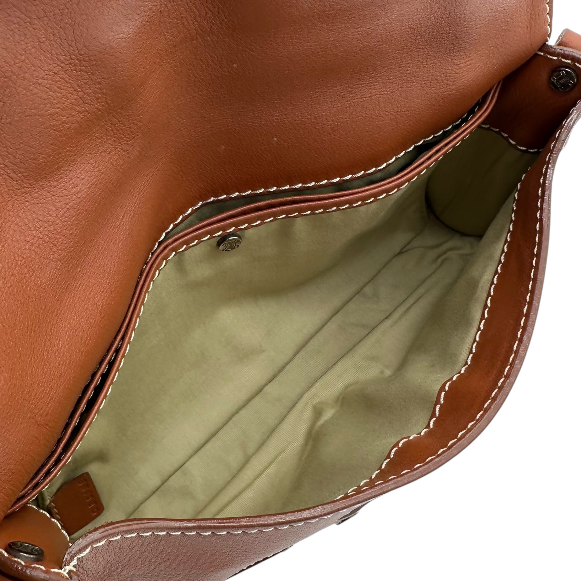 Celine Brown Leather Rivet Logo Shoulder Bag - Outfit Repeater