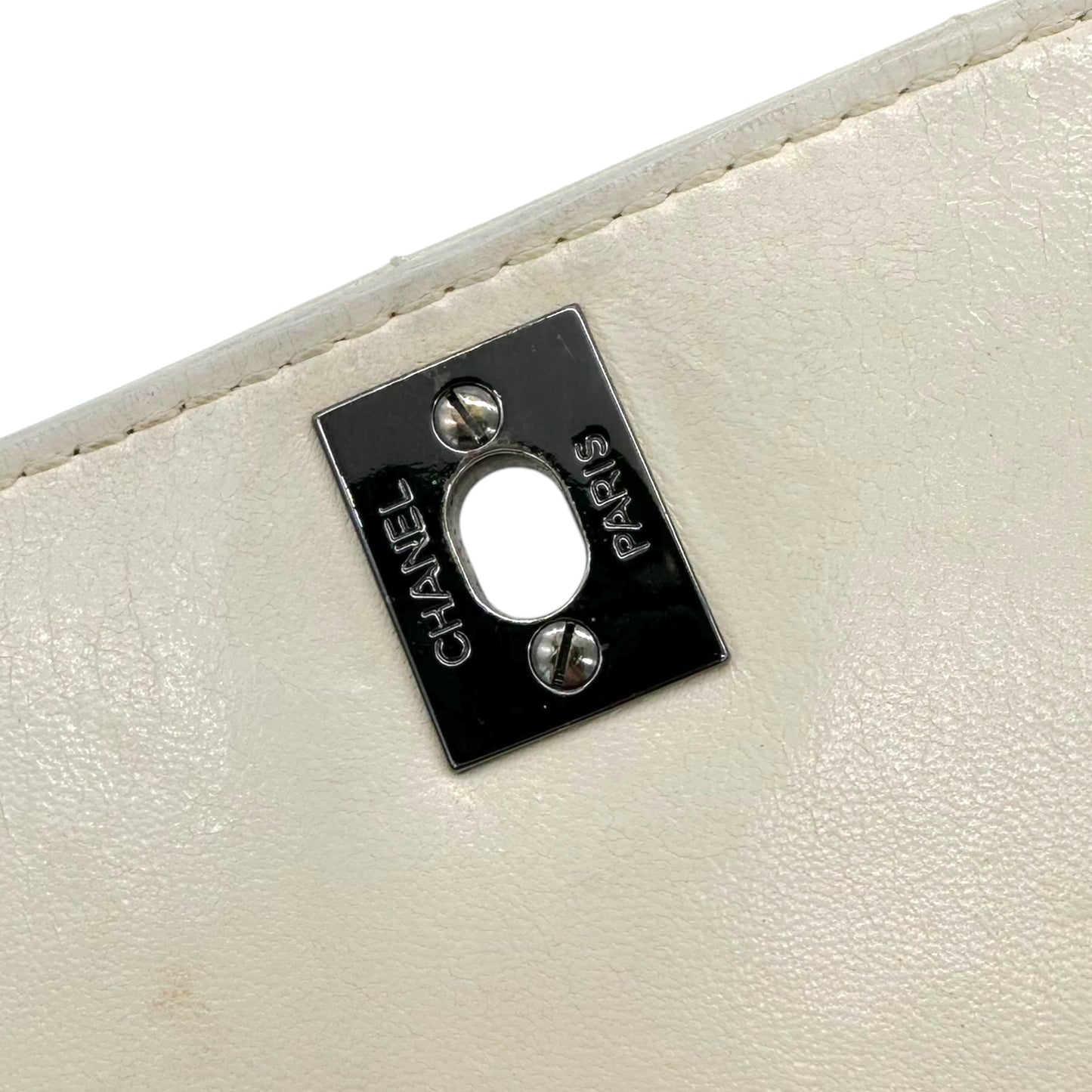 Chanel White Multi-Chian Chocolate Bar Medium Flap Bag