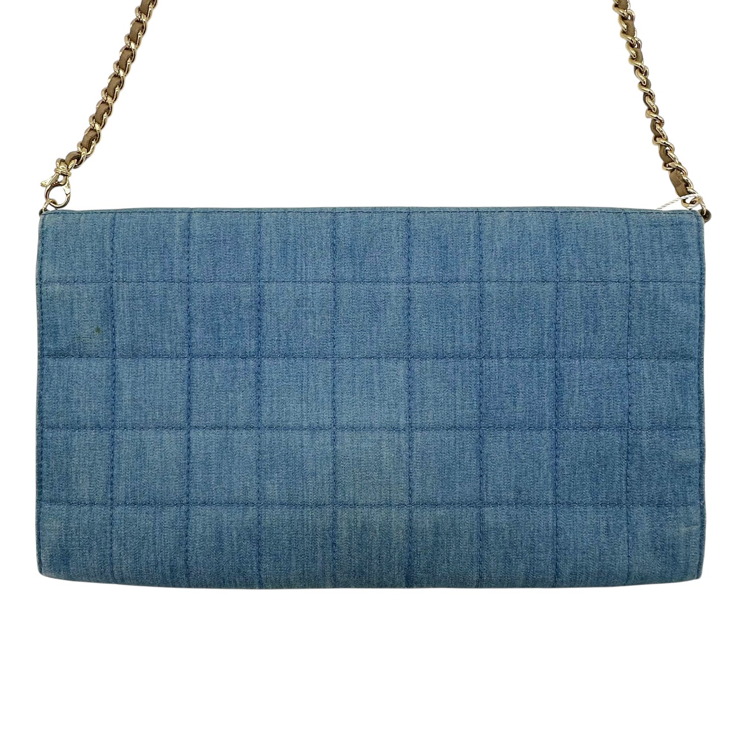 Chanel 2003 Quilted Denim Chocolate Bar Clutch 2-Way Bag