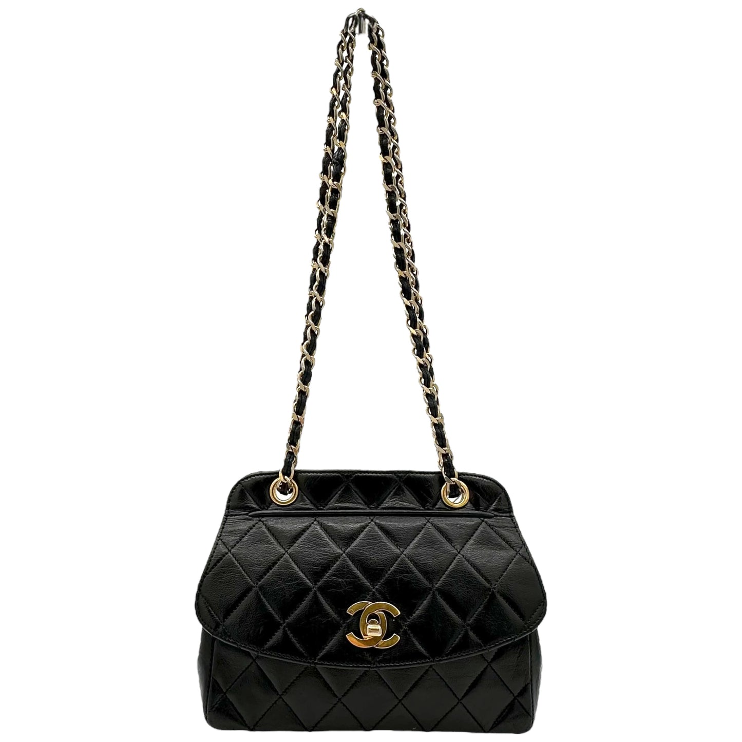 Chanel 1990 Black Quilted Leather Mini Flap Bag - Outfit Repeater