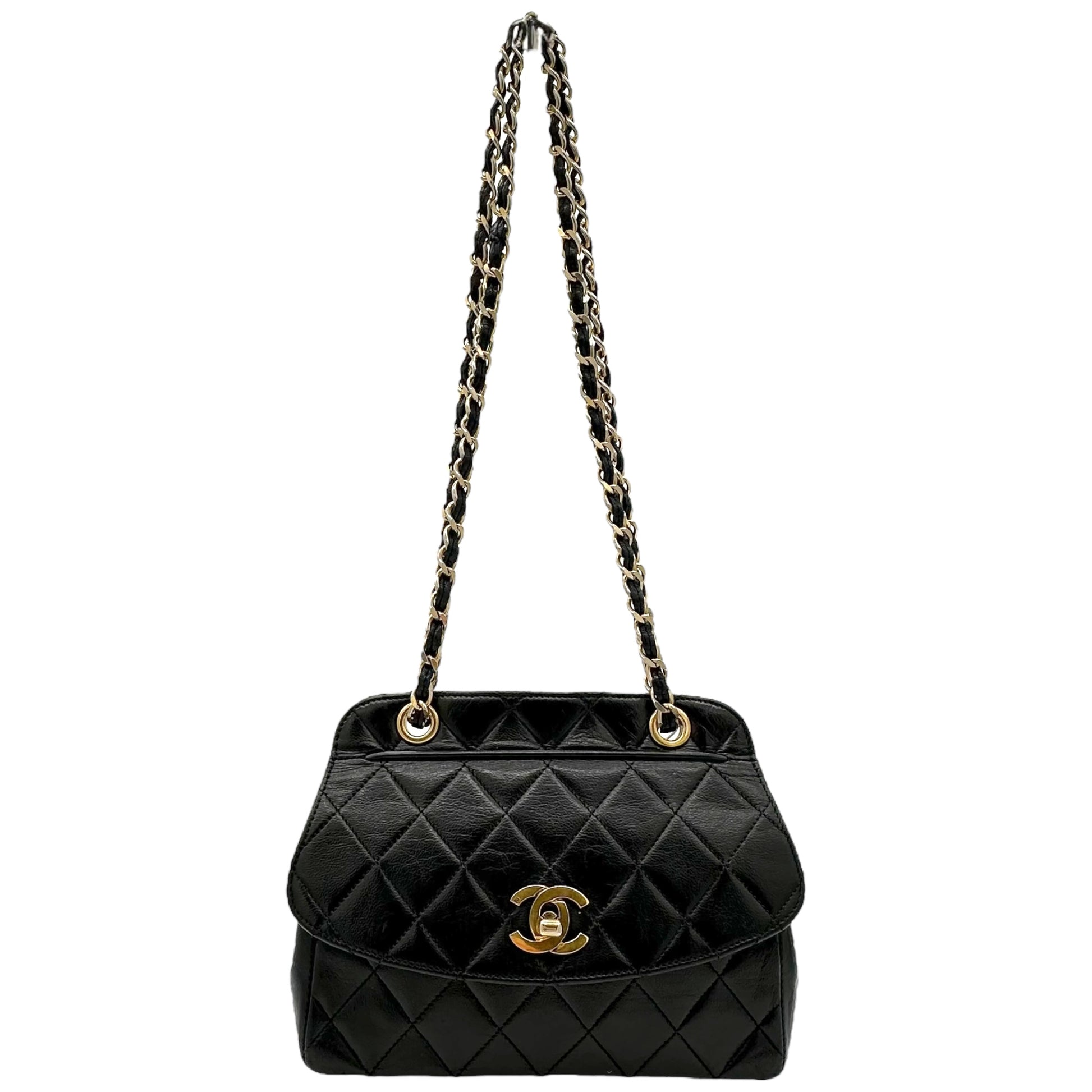 Chanel 1990 Black Quilted Leather Mini Flap Bag - Outfit Repeater
