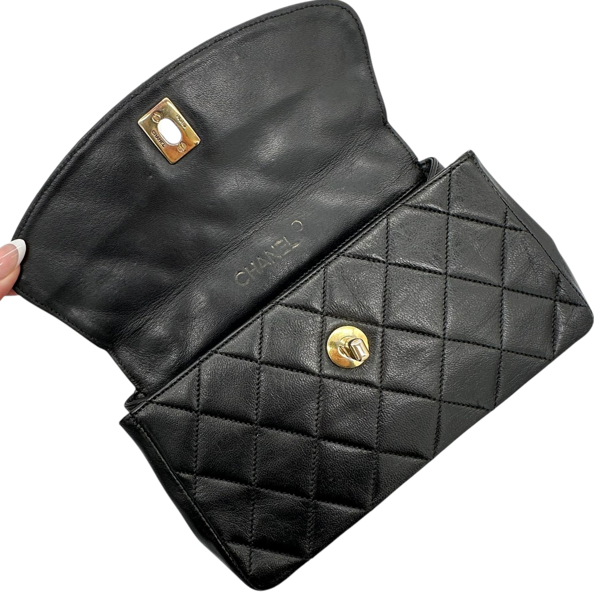 Chanel 1990 Black Quilted Leather Mini Flap Bag - Outfit Repeater