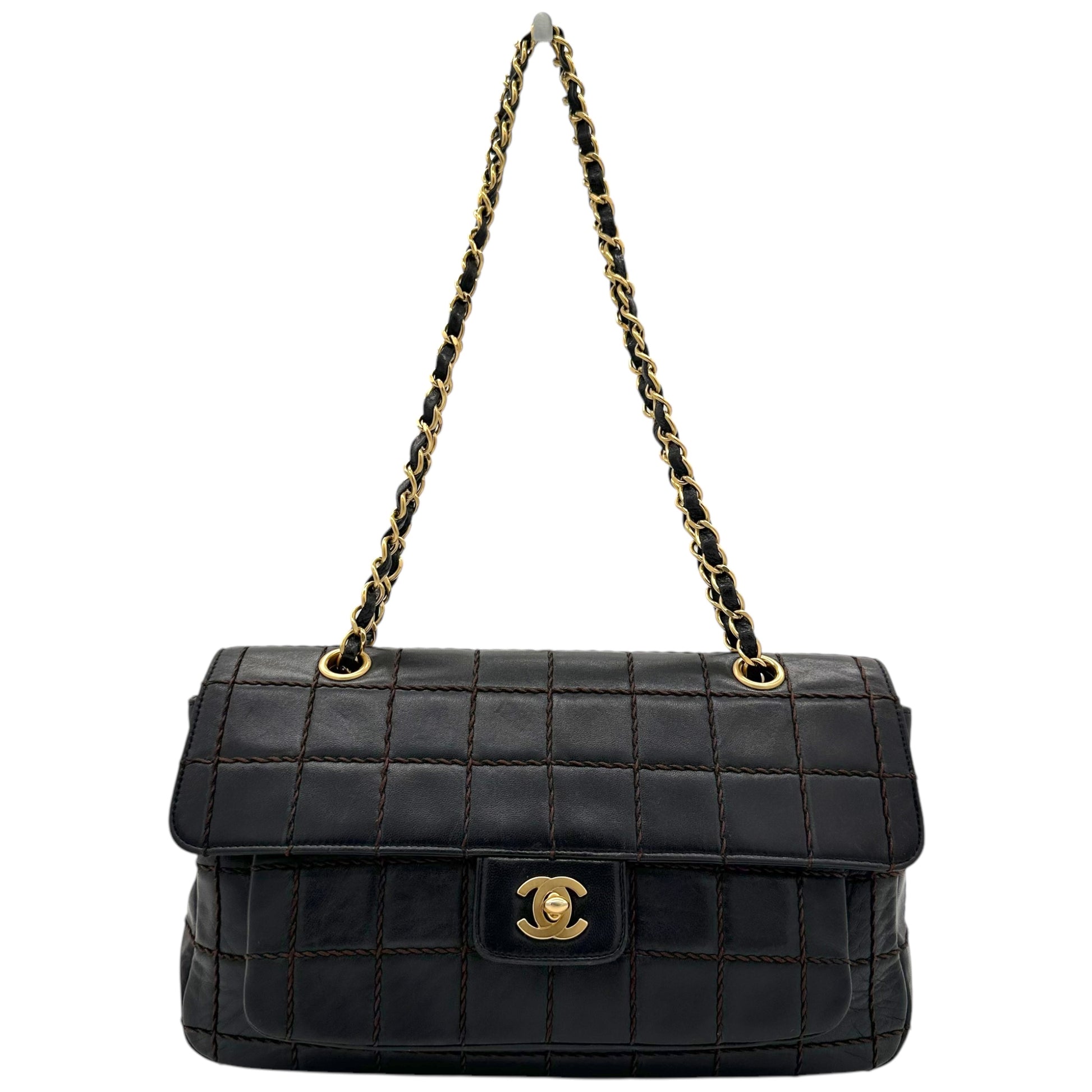 Chanel Black & Brown Chocolate Bar Quilted Medium Flap Bag - Outfit Repeater