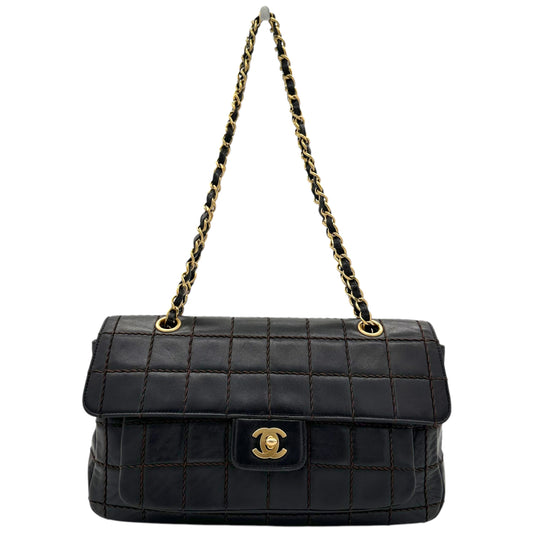 Chanel Black & Brown Chocolate Bar Quilted Medium Flap Bag - Outfit Repeater