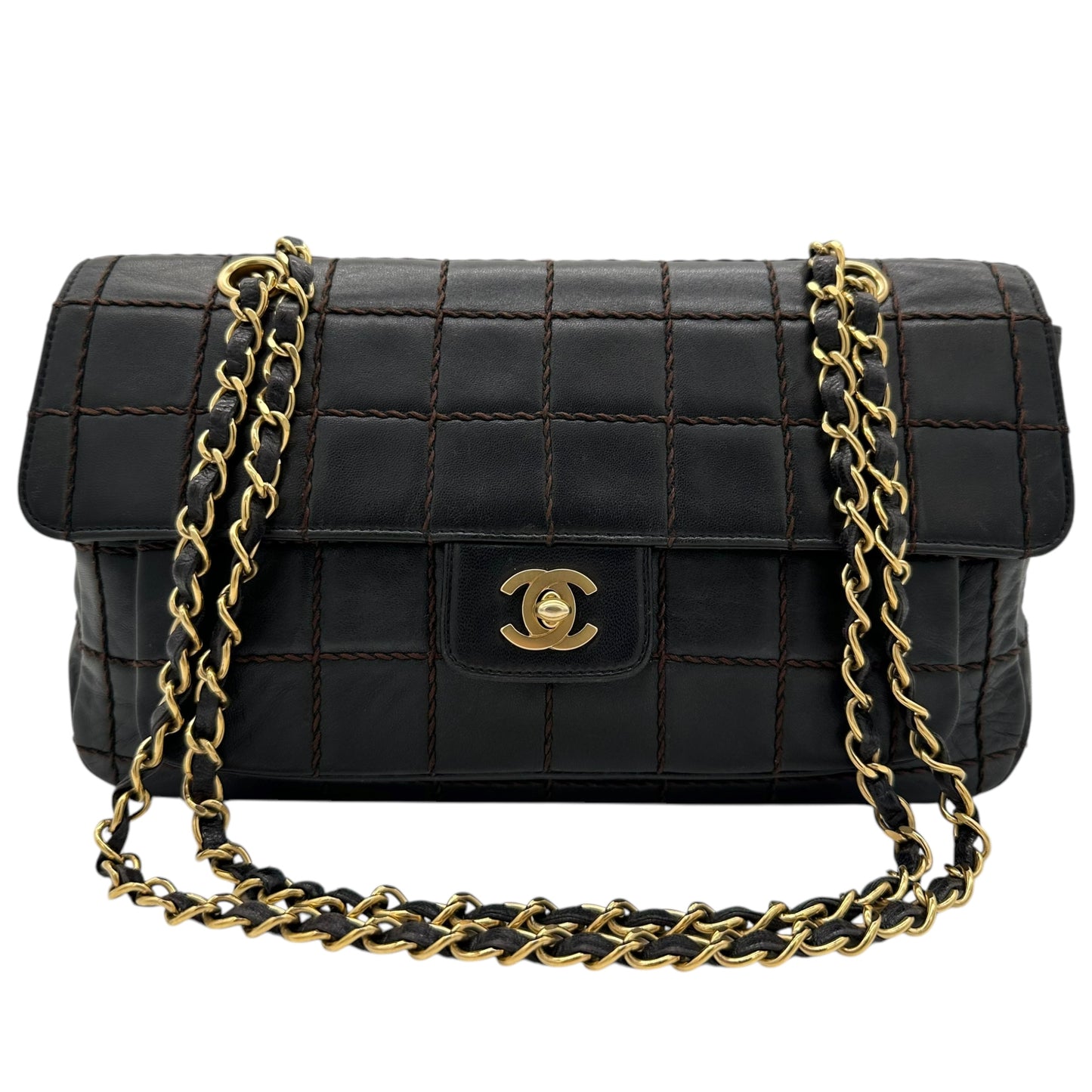 Chanel Black & Brown Chocolate Bar Quilted Medium Flap Bag - Outfit Repeater