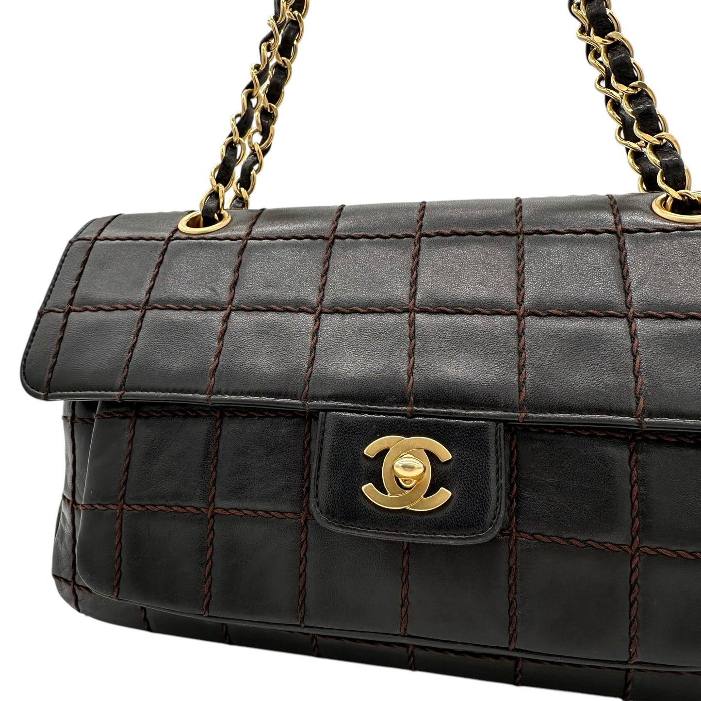 Chanel Black & Brown Chocolate Bar Quilted Medium Flap Bag - Outfit Repeater