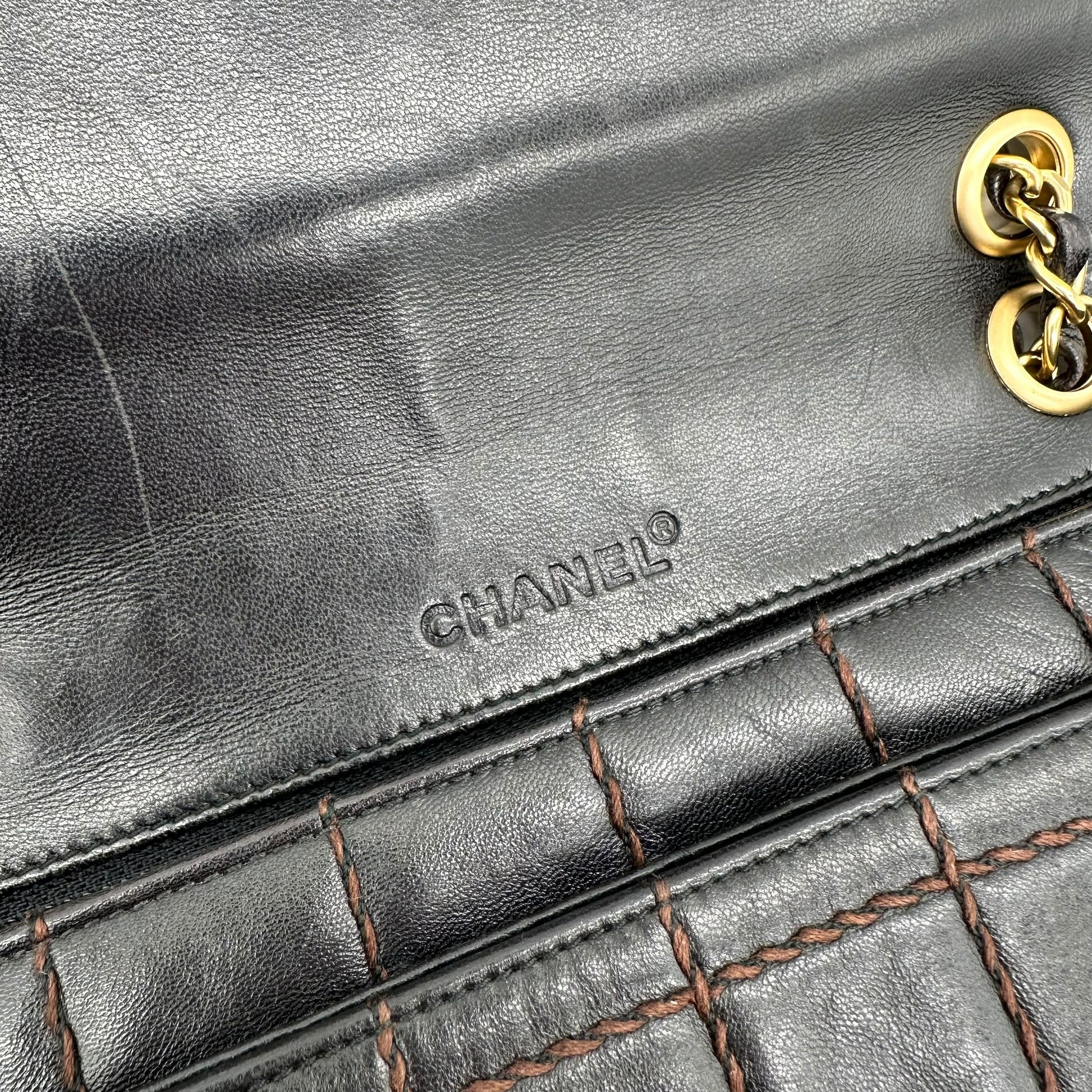 Chanel Black & Brown Chocolate Bar Quilted Medium Flap Bag - Outfit Repeater