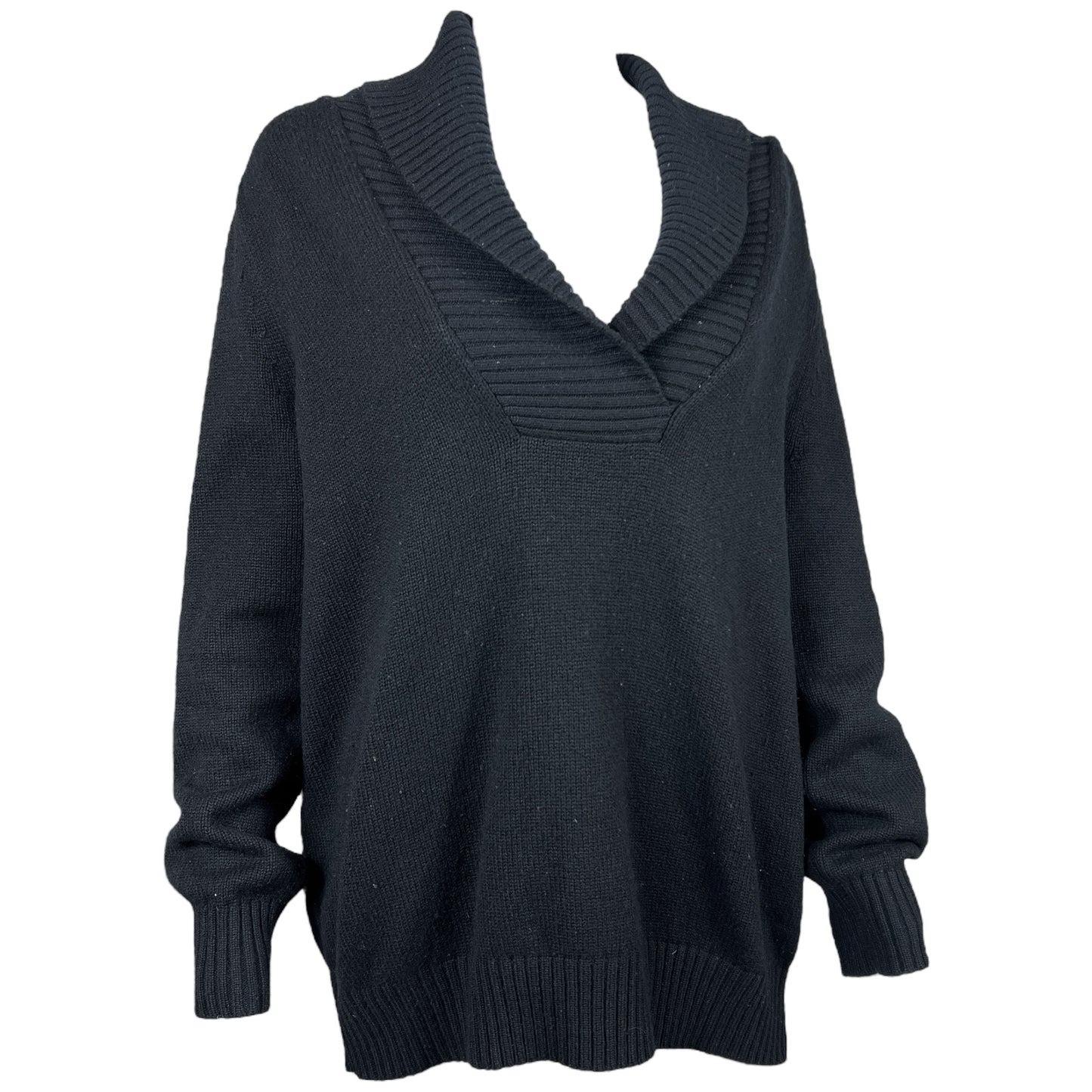 Celine Black Collared Cashmere Knit Sweater