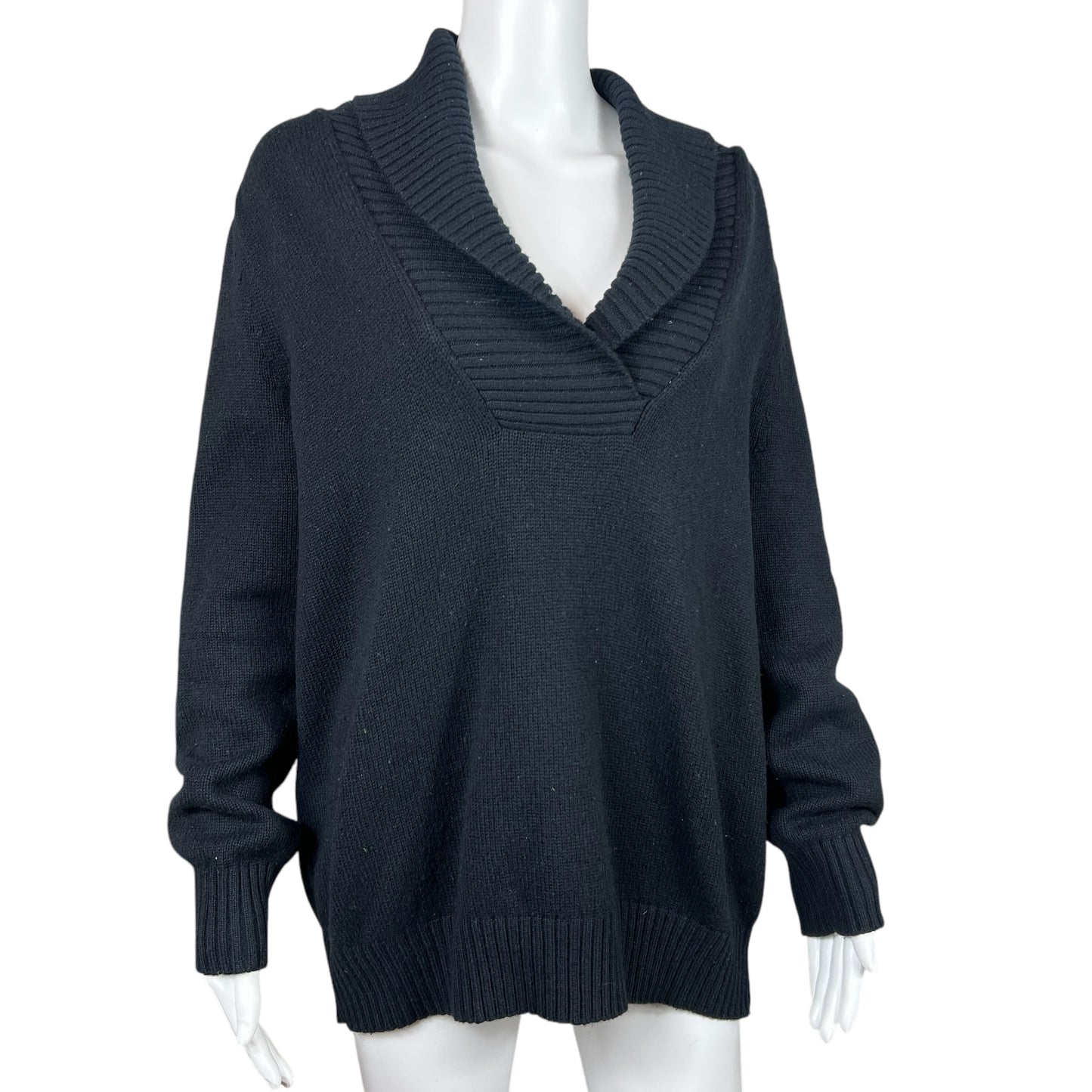 Celine Black Collared Cashmere Knit Sweater