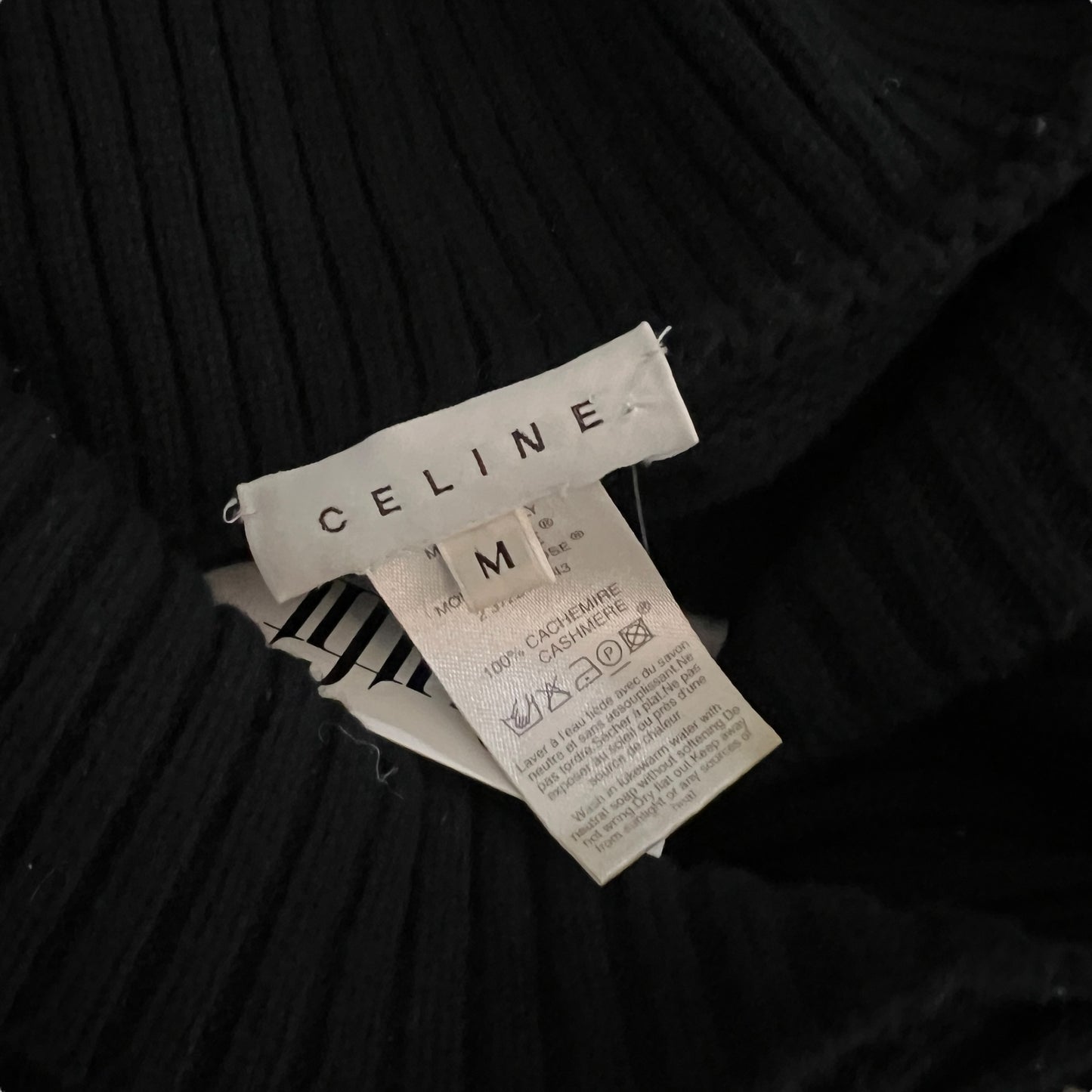 Celine Black Collared Cashmere Knit Sweater