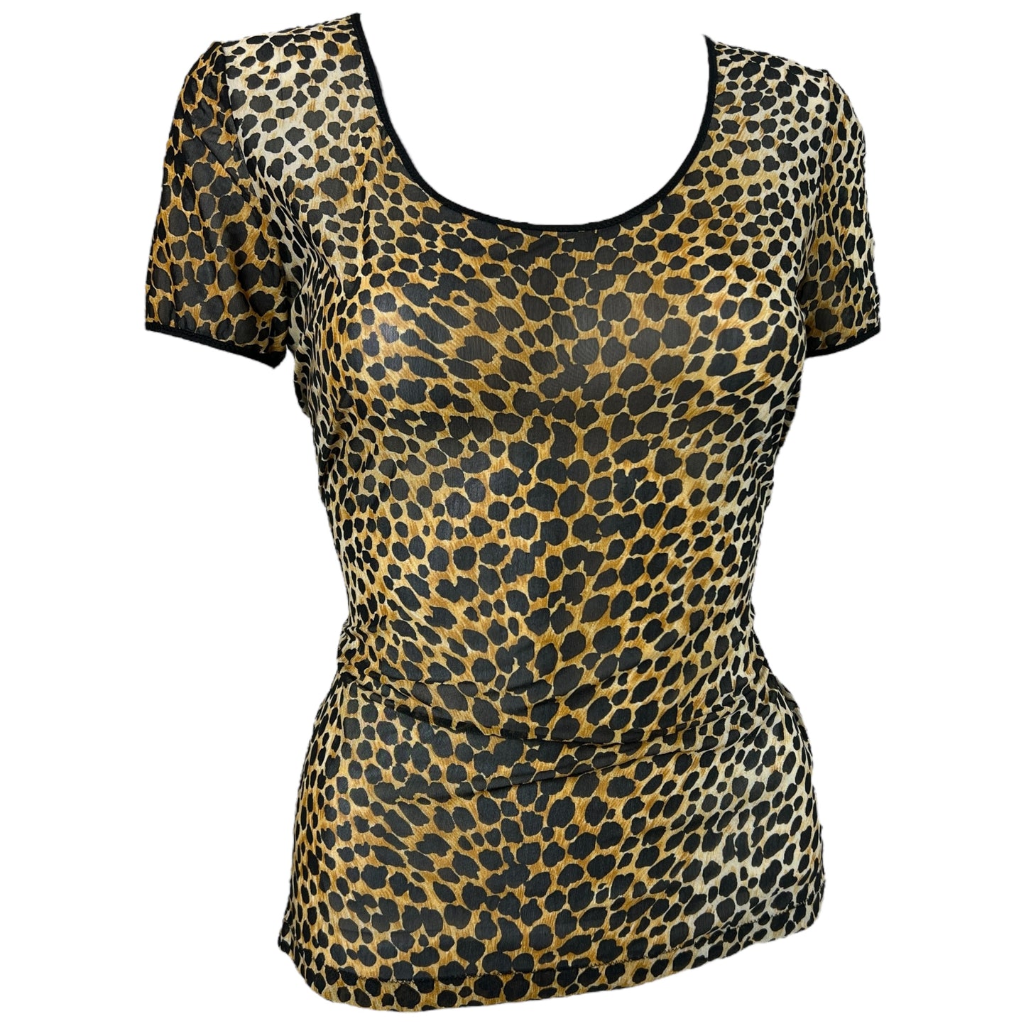 Dolce & Gabbana Leopard Print Semi Sheer Mesh T-Shirt