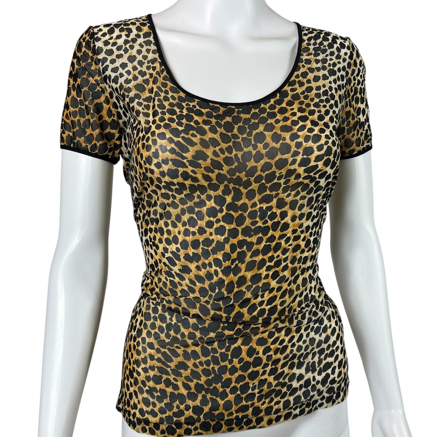 Dolce & Gabbana Leopard Print Semi Sheer Mesh T-Shirt