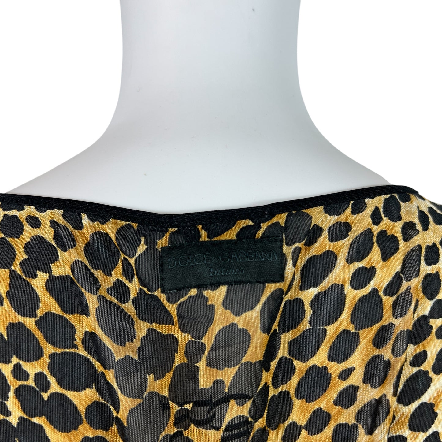 Dolce & Gabbana Leopard Print Semi Sheer Mesh T-Shirt