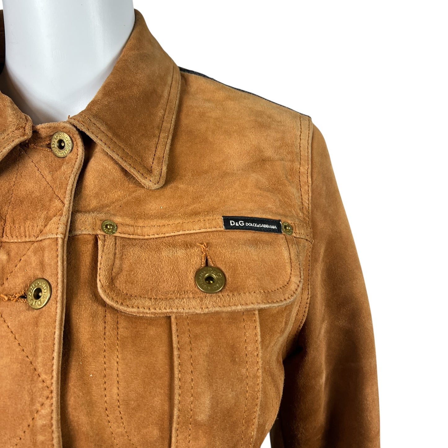 D&G Dolce & Gabbana Tan Suede & Denim Jacket