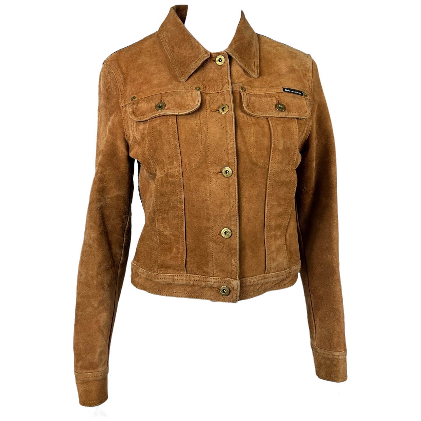 D&G Dolce & Gabbana Tan Suede & Denim Jacket