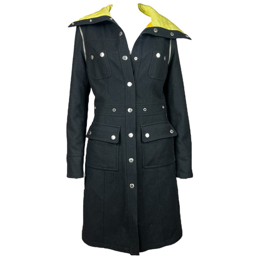 D&G Dolce & Gabbana Black Wool Silver Rivet Coat