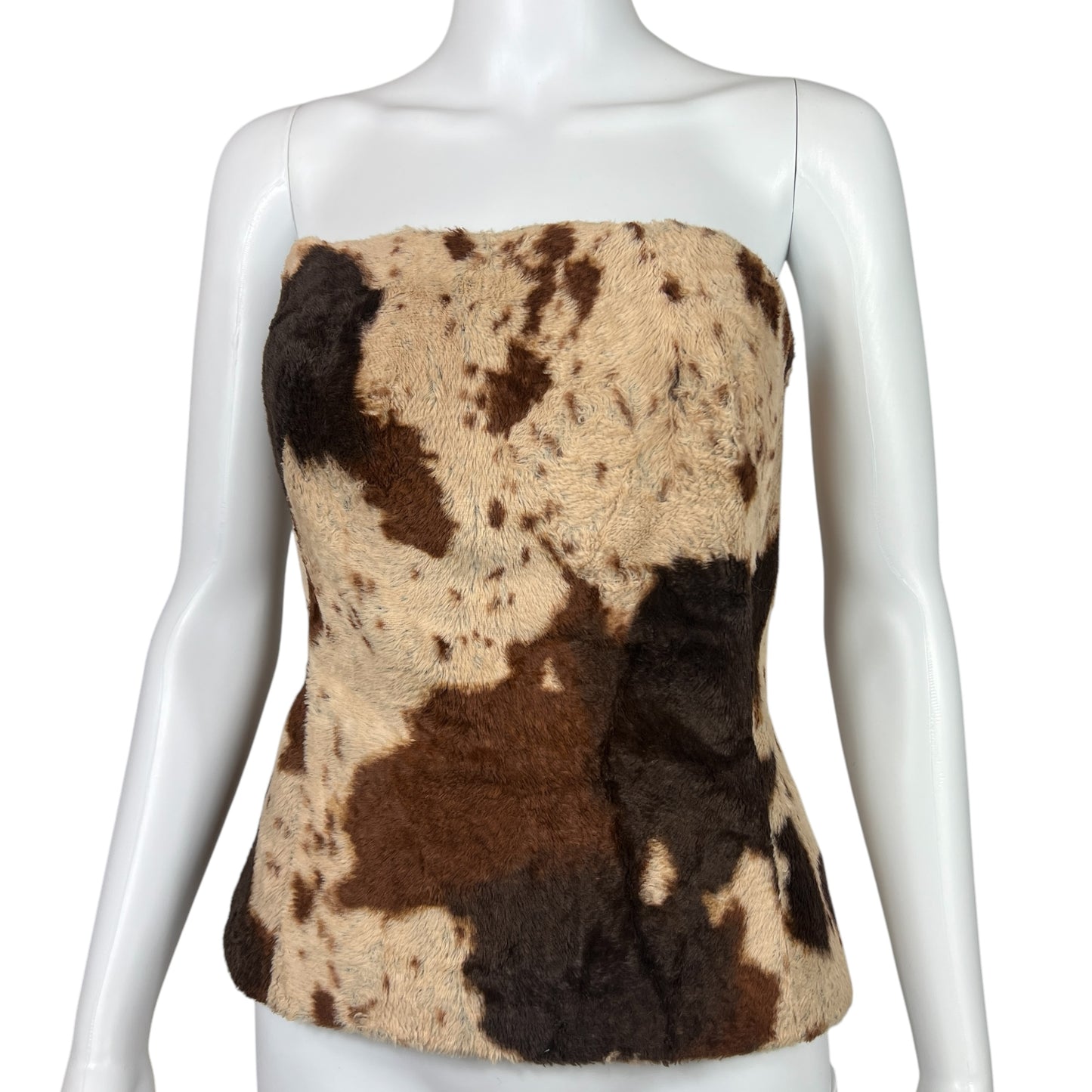 Plein Sud Jeans Faux Fur Cowhide Print Corset Top