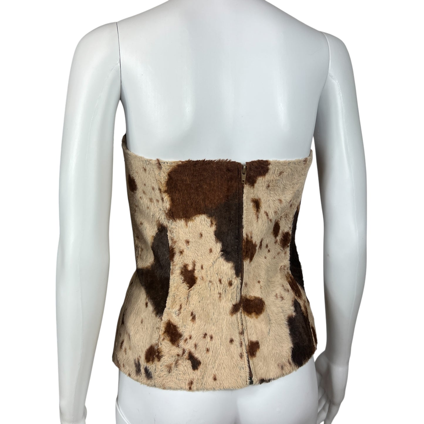 Plein Sud Jeans Faux Fur Cowhide Print Corset Top