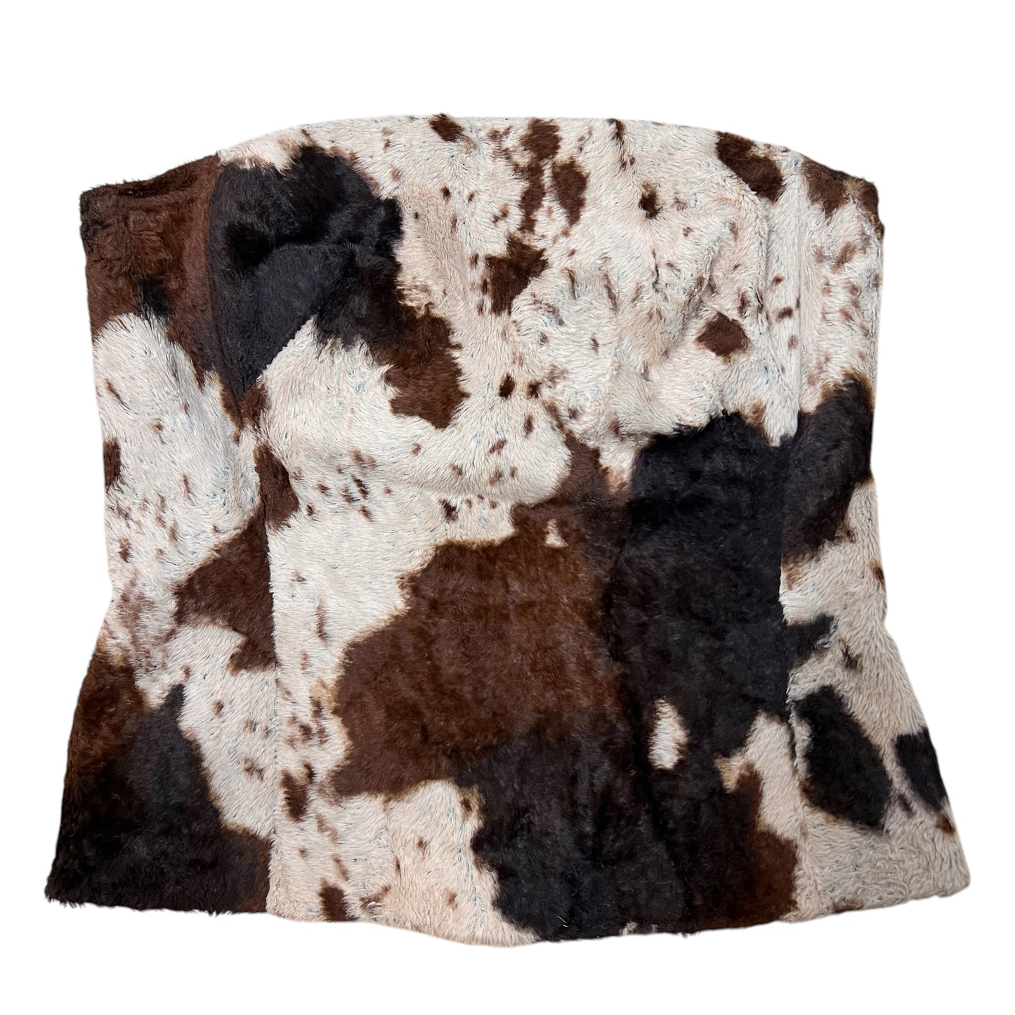 Plein Sud Jeans Faux Fur Cowhide Print Corset Top