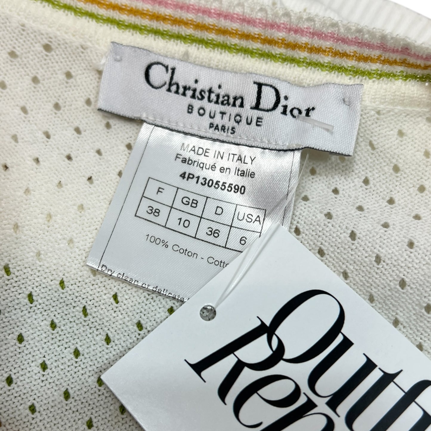 Christian Dior S/S 2004 White Striped Logo Sweater