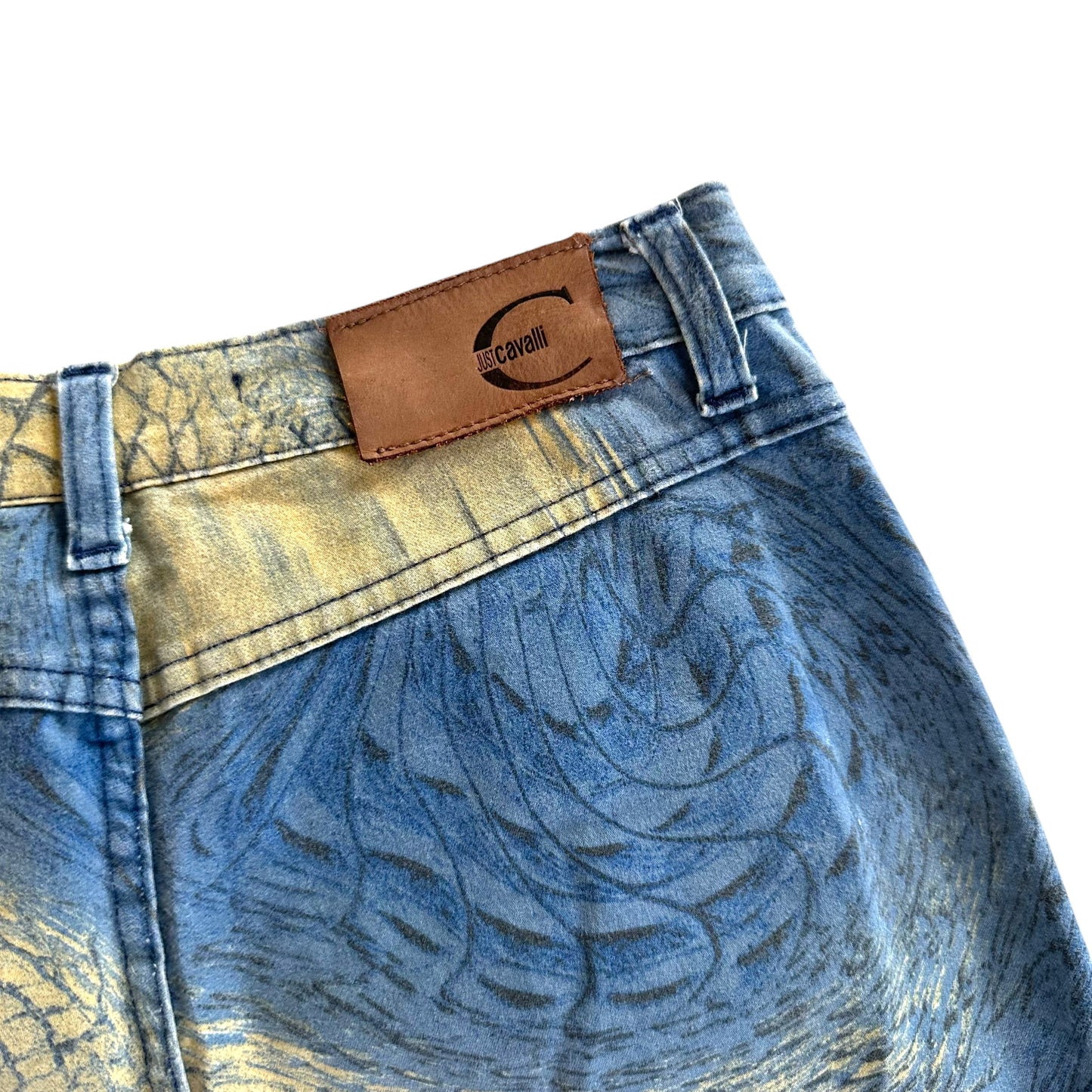Just Cavalli Roberto Cavalli Blue & Yellow Scale Printed Jeans - Outfit Repeater