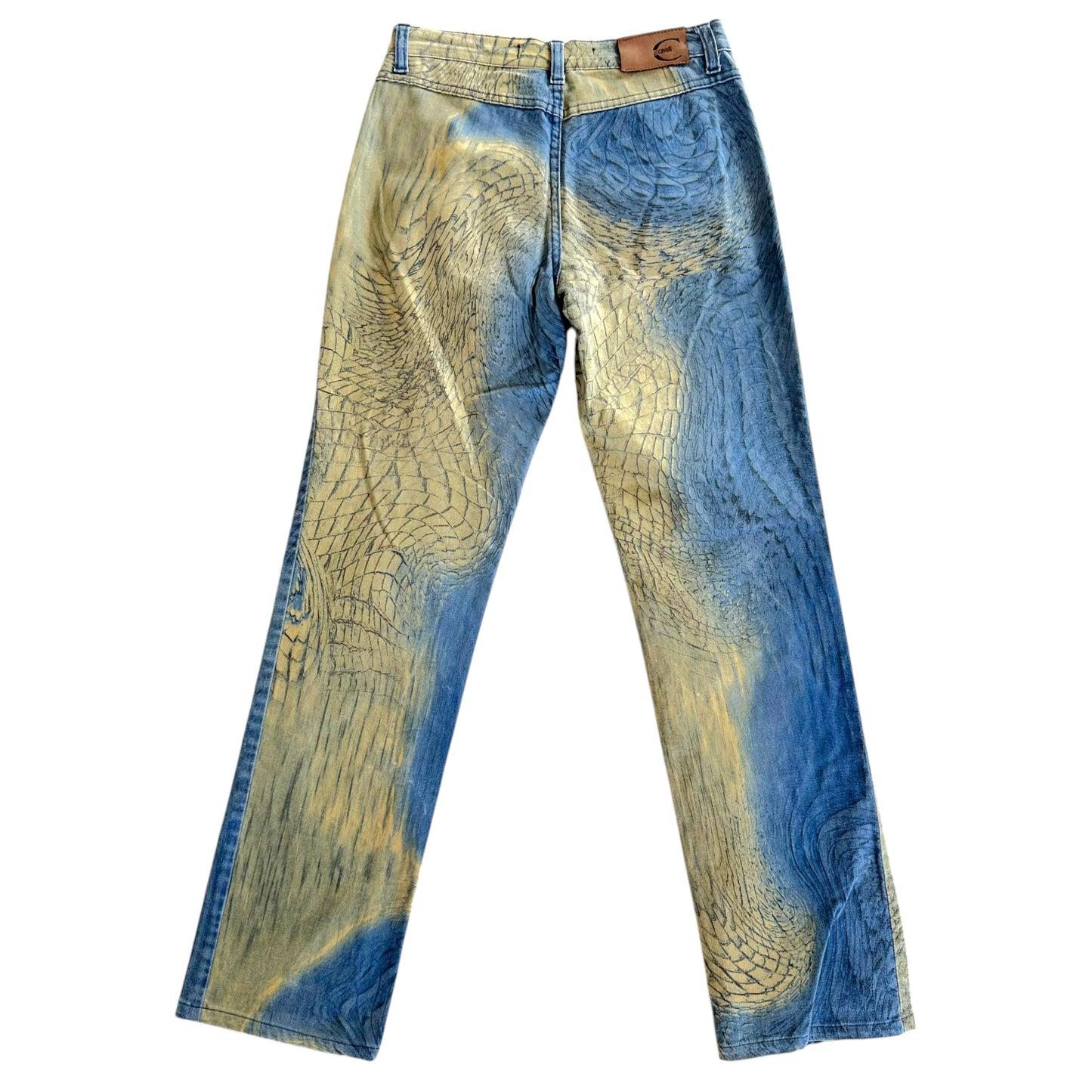 Just Cavalli Roberto Cavalli Blue & Yellow Scale Printed Jeans - Outfit Repeater