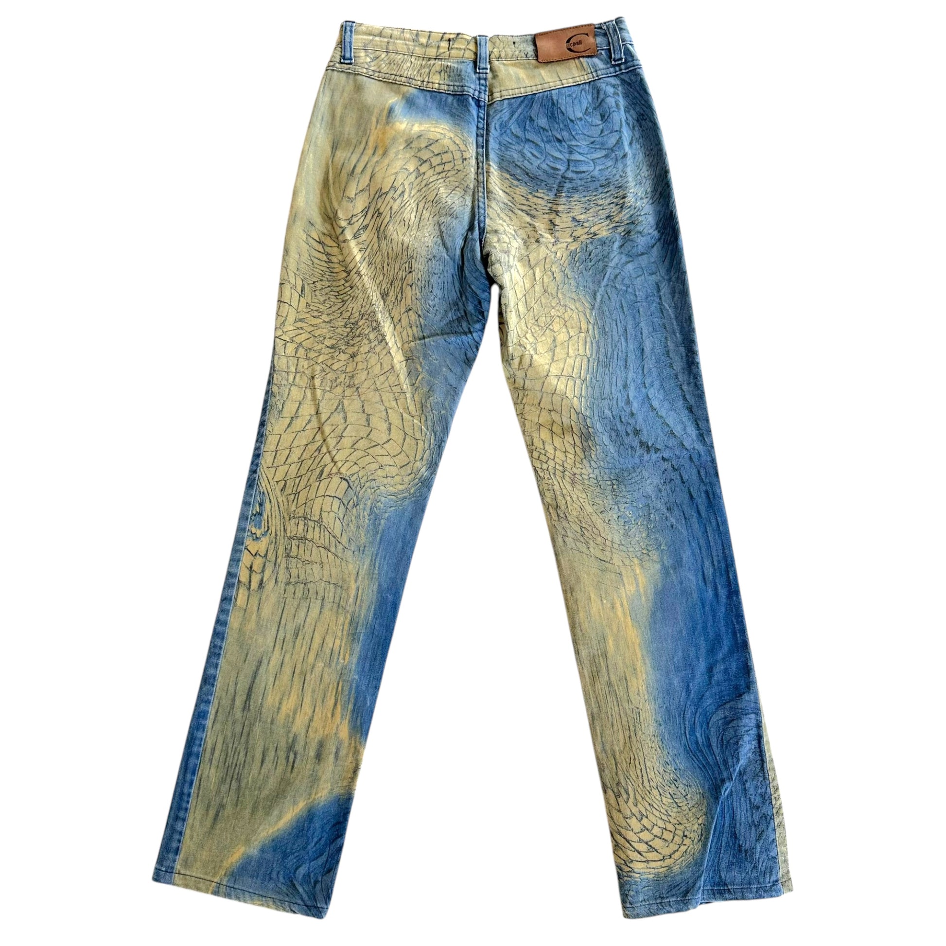 Just Cavalli Roberto Cavalli Blue & Yellow Scale Printed Jeans - Outfit Repeater