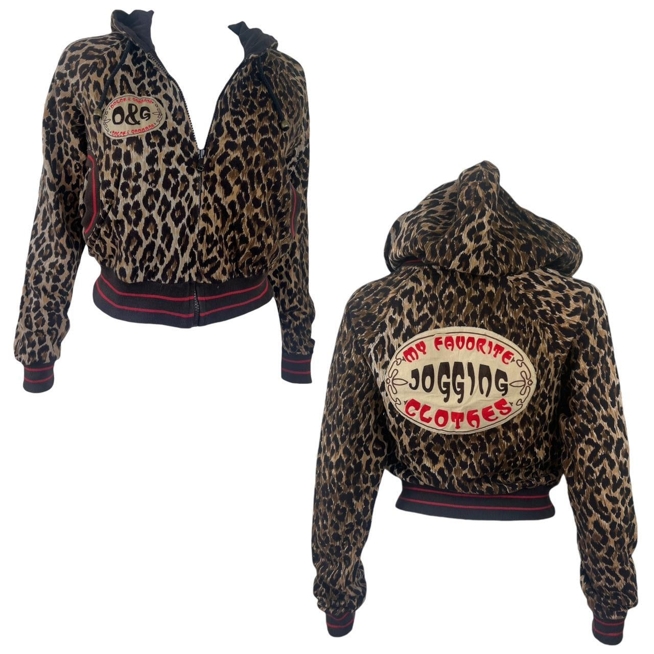 D&G Dolce & Gabbana Leopard Print Crop Hoodie - Outfit Repeater