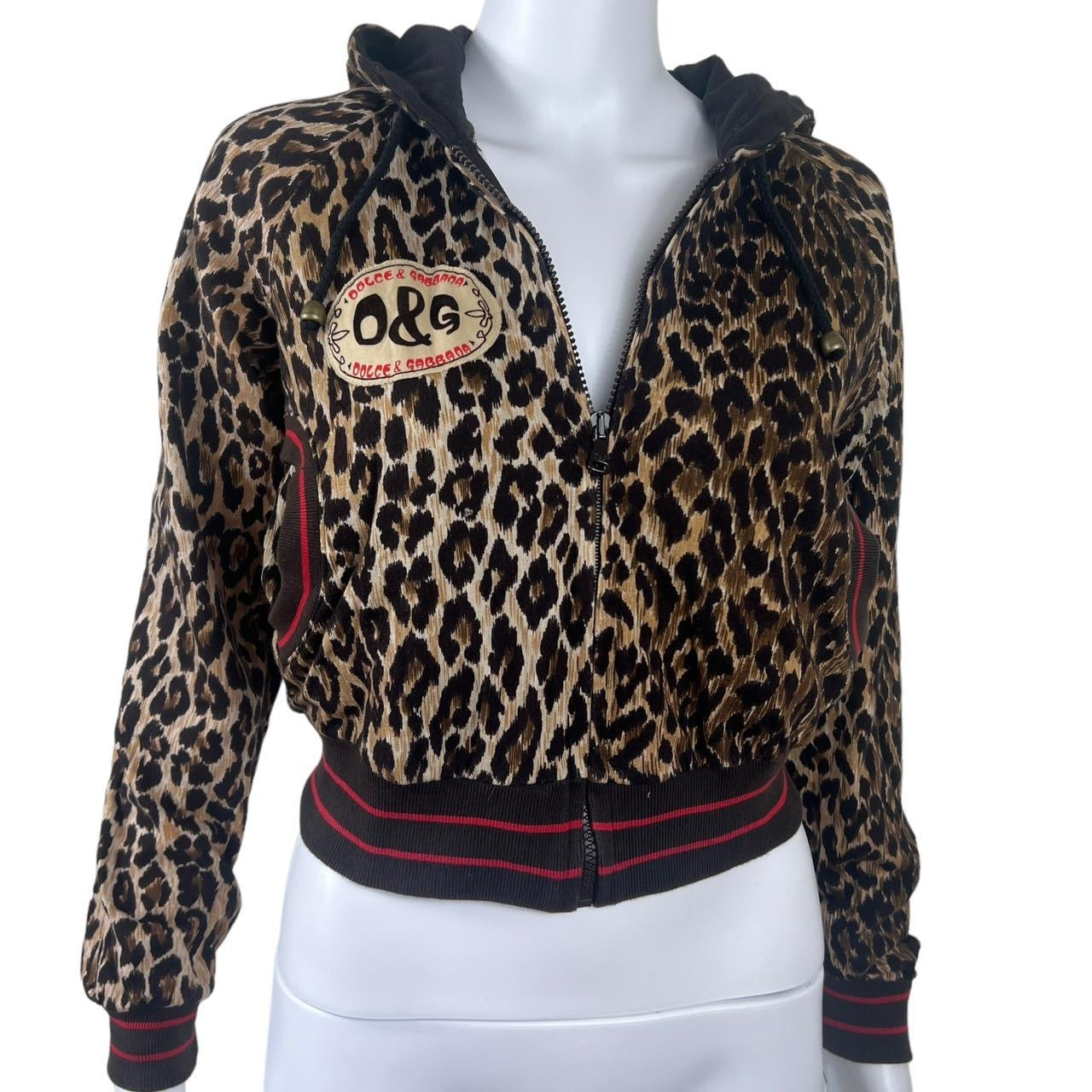 D&G Dolce & Gabbana Leopard Print Crop Hoodie - Outfit Repeater
