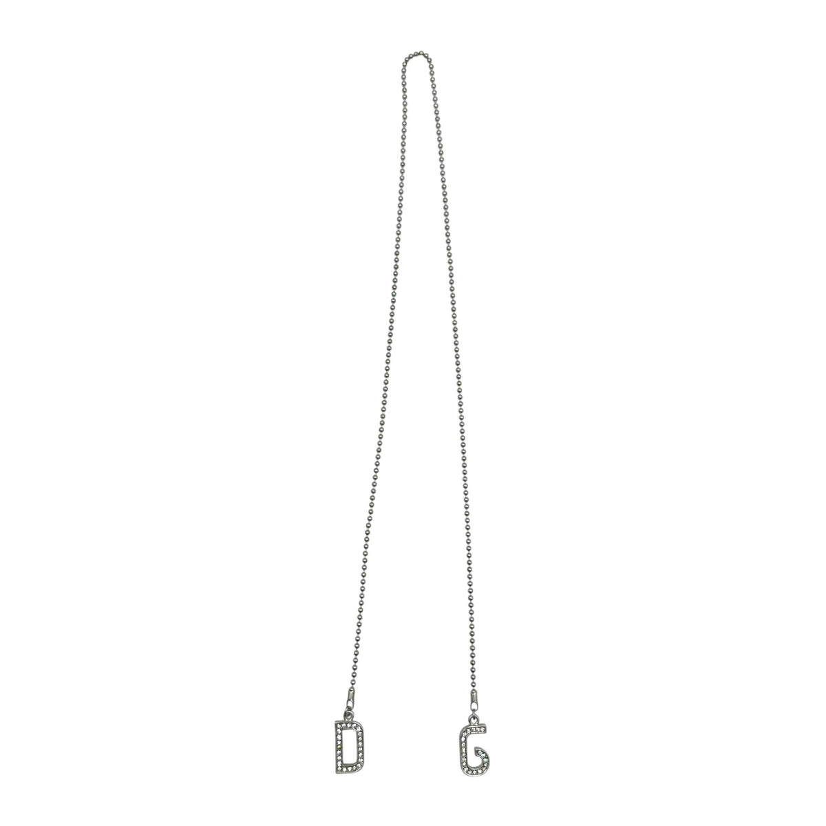 Dolce & Gabbana Silver Crystal Logo Ball Chain Wrap Necklace