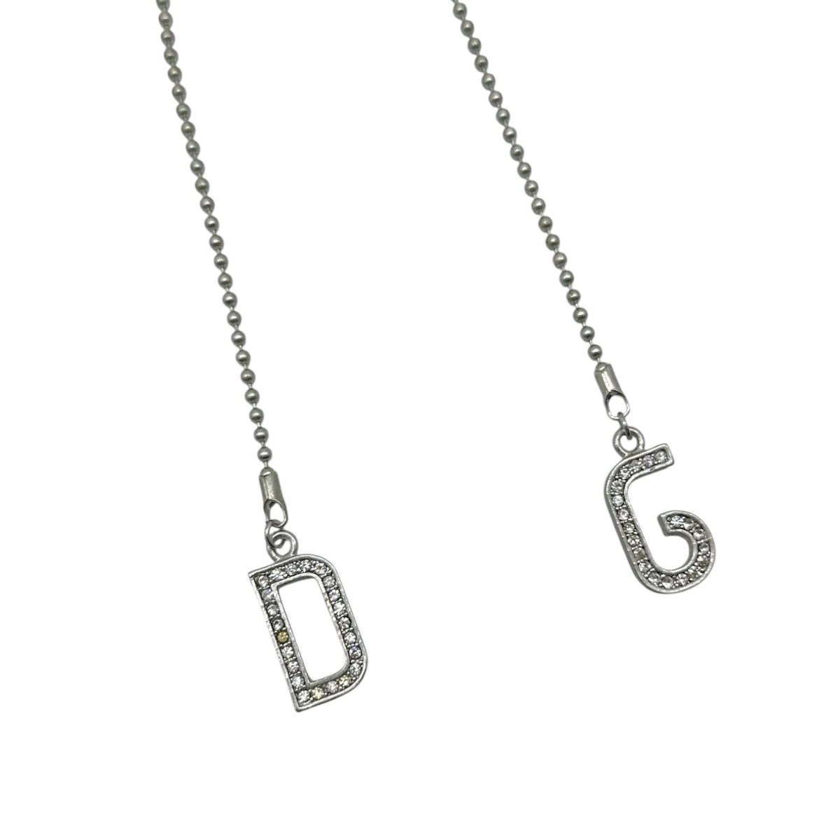 Dolce & Gabbana Silver Crystal Logo Ball Chain Wrap Necklace