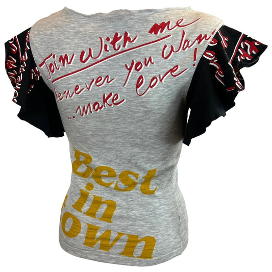 Dolce & Gabbana 'Best in Town' Flutter Sleeve Graphic T-Shirt - Outfit Repeater