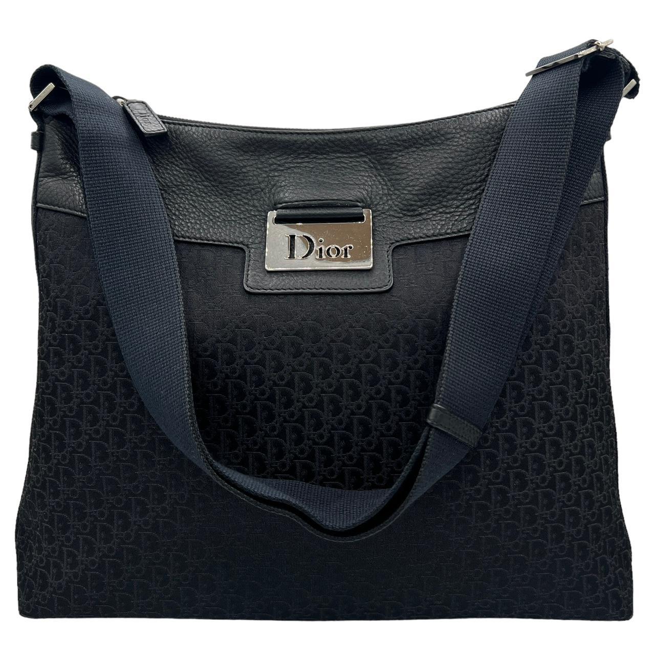 Dior Black Canvas Monogram Crossbody Satchel Bag