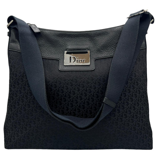 Dior Street Chic Black Canvas Monogram Crossbody Satchel Bag - Outfit Repeater
