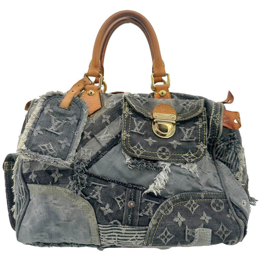Louis Vuitton Black Patchwork Denim Speedy 30 Bag - Outfit Repeater