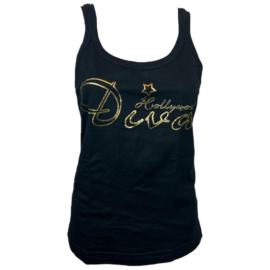 Dolce & Gabbana Hollywood Diva Black and Gold Graphic Tank