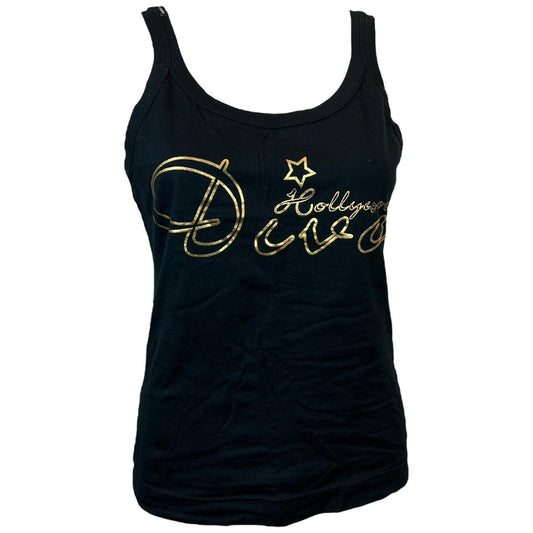 Dolce & Gabbana Hollywood Diva Gold and Black Graphic Tank Top Cami