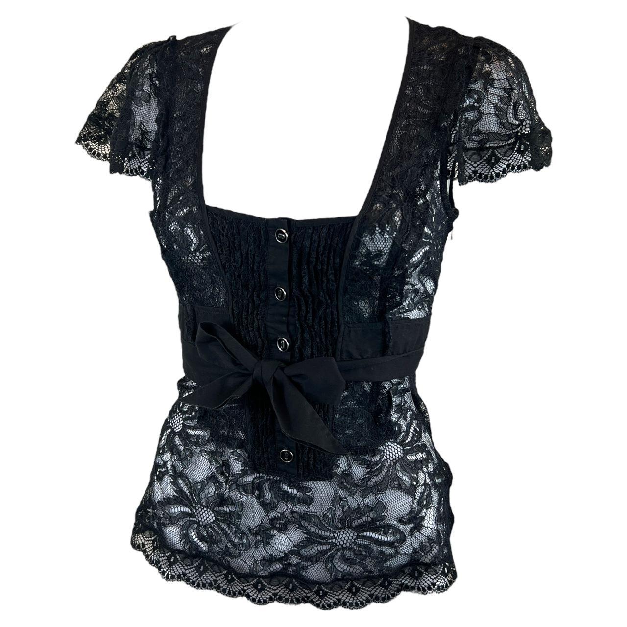 Dolce & Gabbana Black Semi-Sheer Lace Blouse
