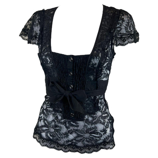 Dolce & Gabbana Black Semi-Sheer Lace Blouse