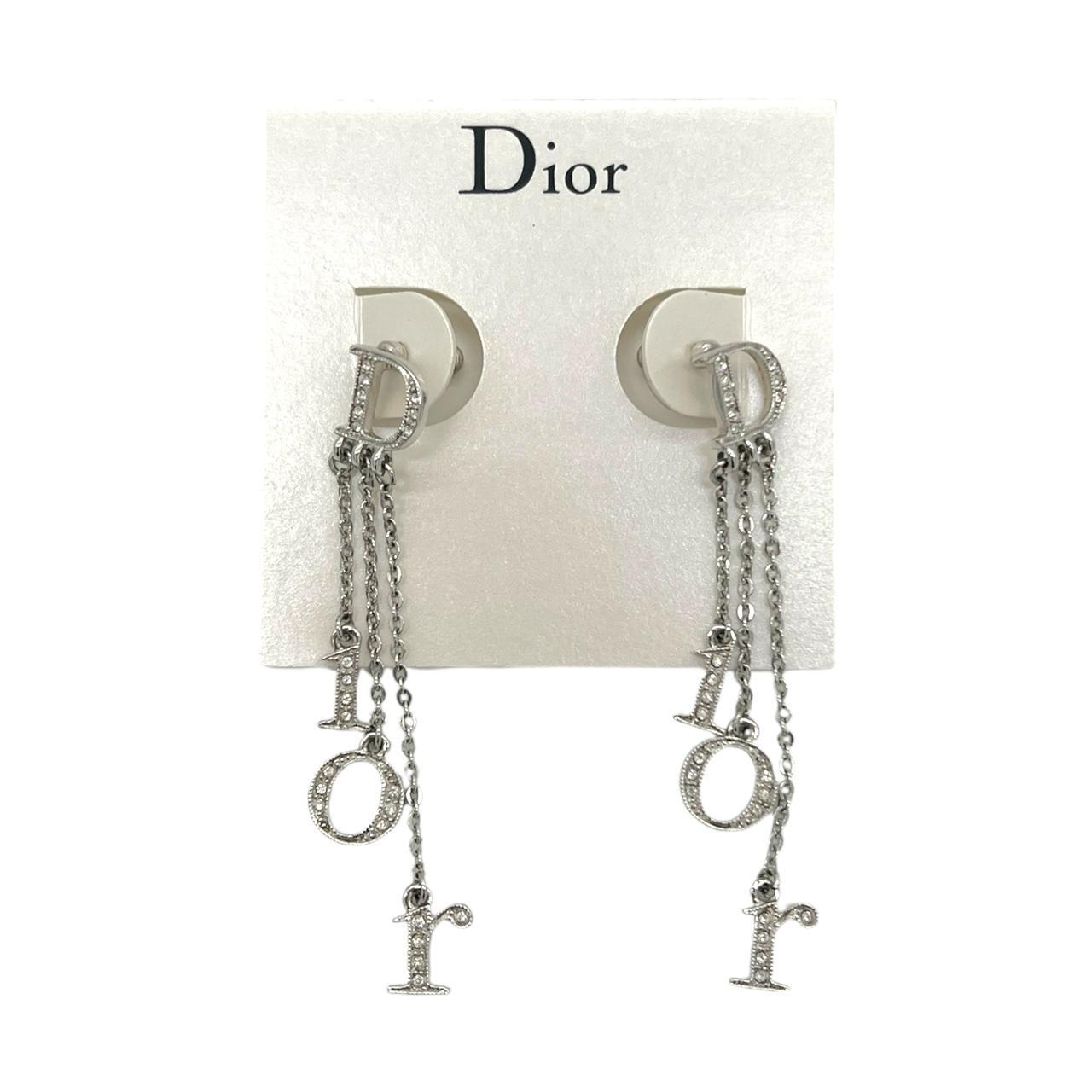 Christian Dior Crystal Logo Dangle Earrings - Outfit Repeater