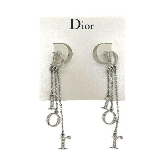 Christian Dior Crystal Logo Dangle Earrings - Outfit Repeater