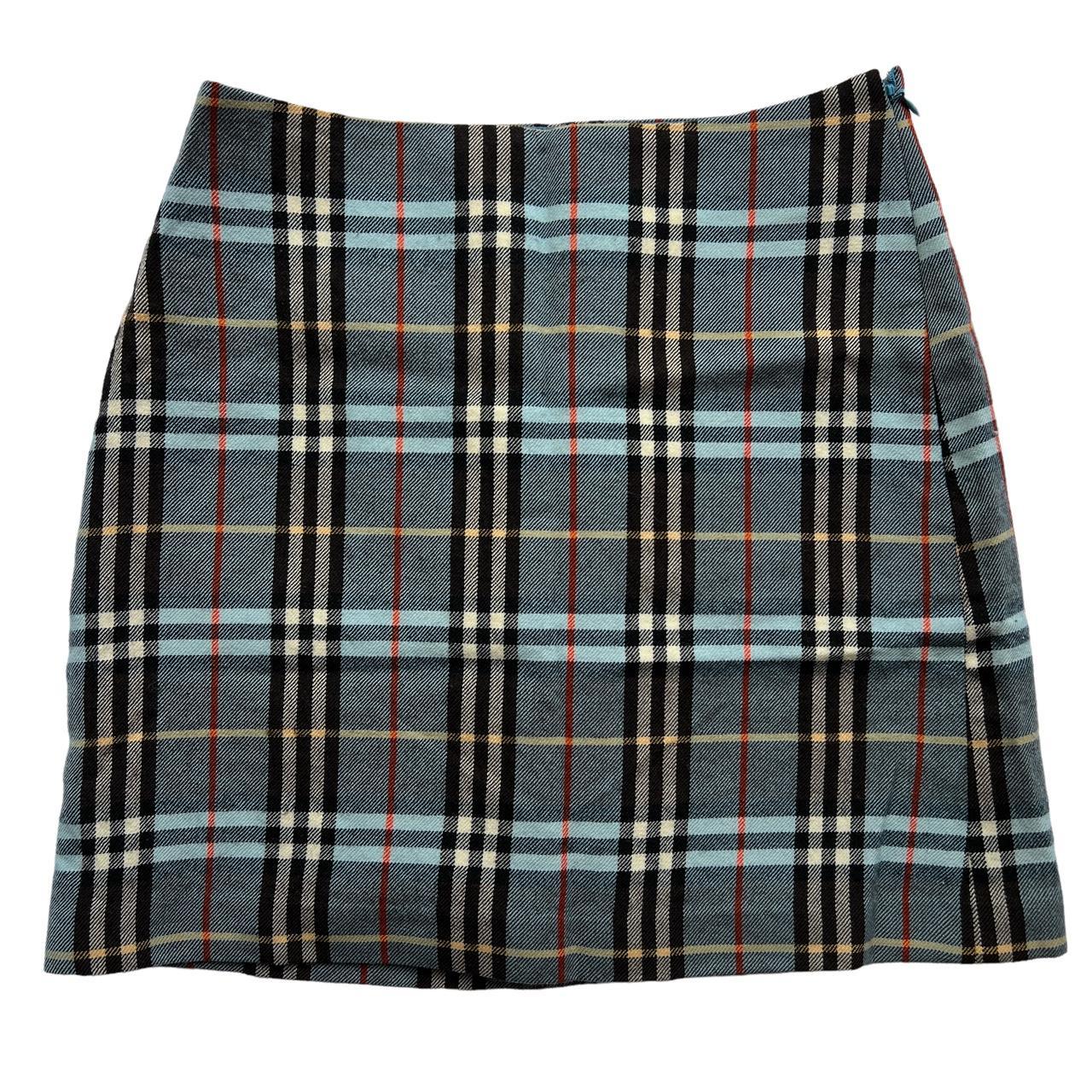 Burberry Blue Label Blue Nova Check Plaid A-Line Mini Skirt - Outfit Repeater