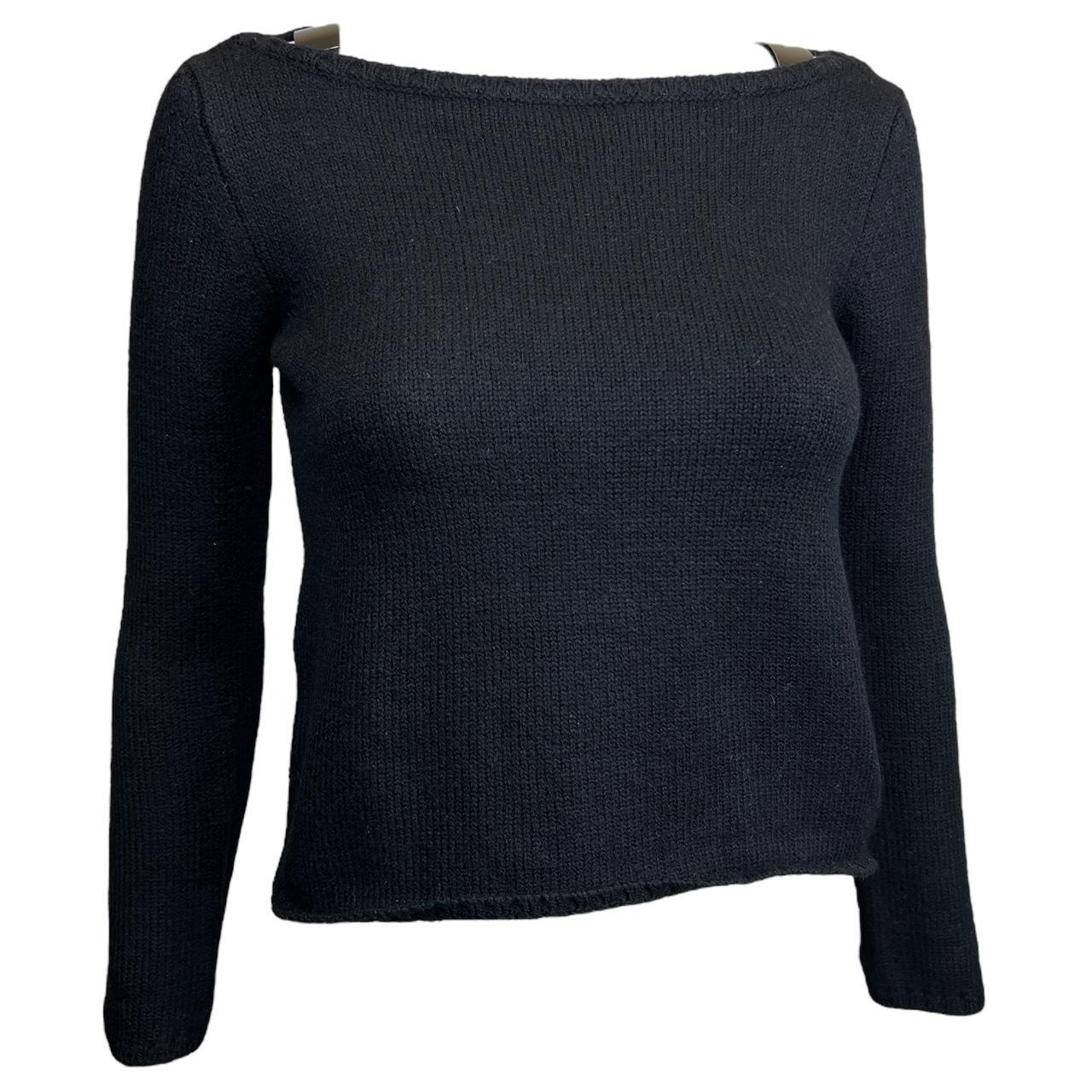 Gucci By Tom Ford F/W 1997 Black Cashmere and Wool Knit Sweater with Metal Shoulder Detail - Outfit Repeater