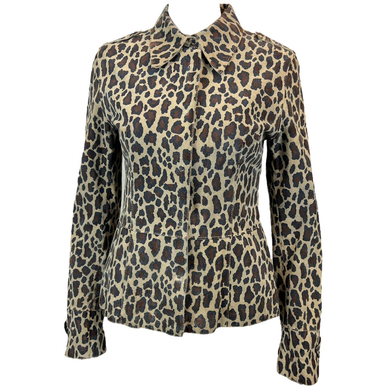 Dolce & Gabbana Leopard Print Suede Leather Jacket