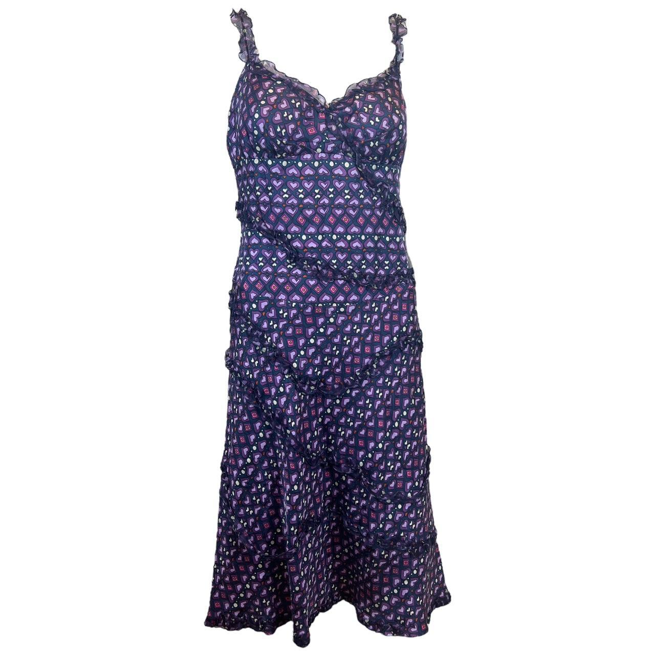 Moschino Cheap & Chic Purple Heart Printed Silk Midi Dress