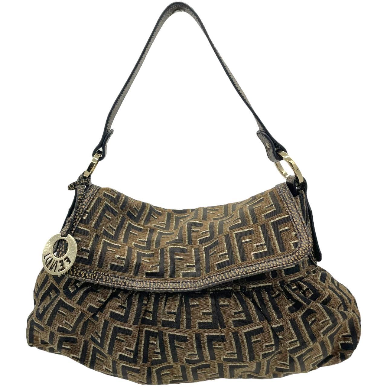 Fendi Zucca Chef Shoulder Bag Brown Monogram Fabric