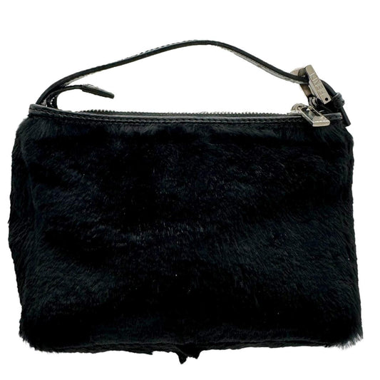 Fendi Black Rabbit Fur Pochette Bag