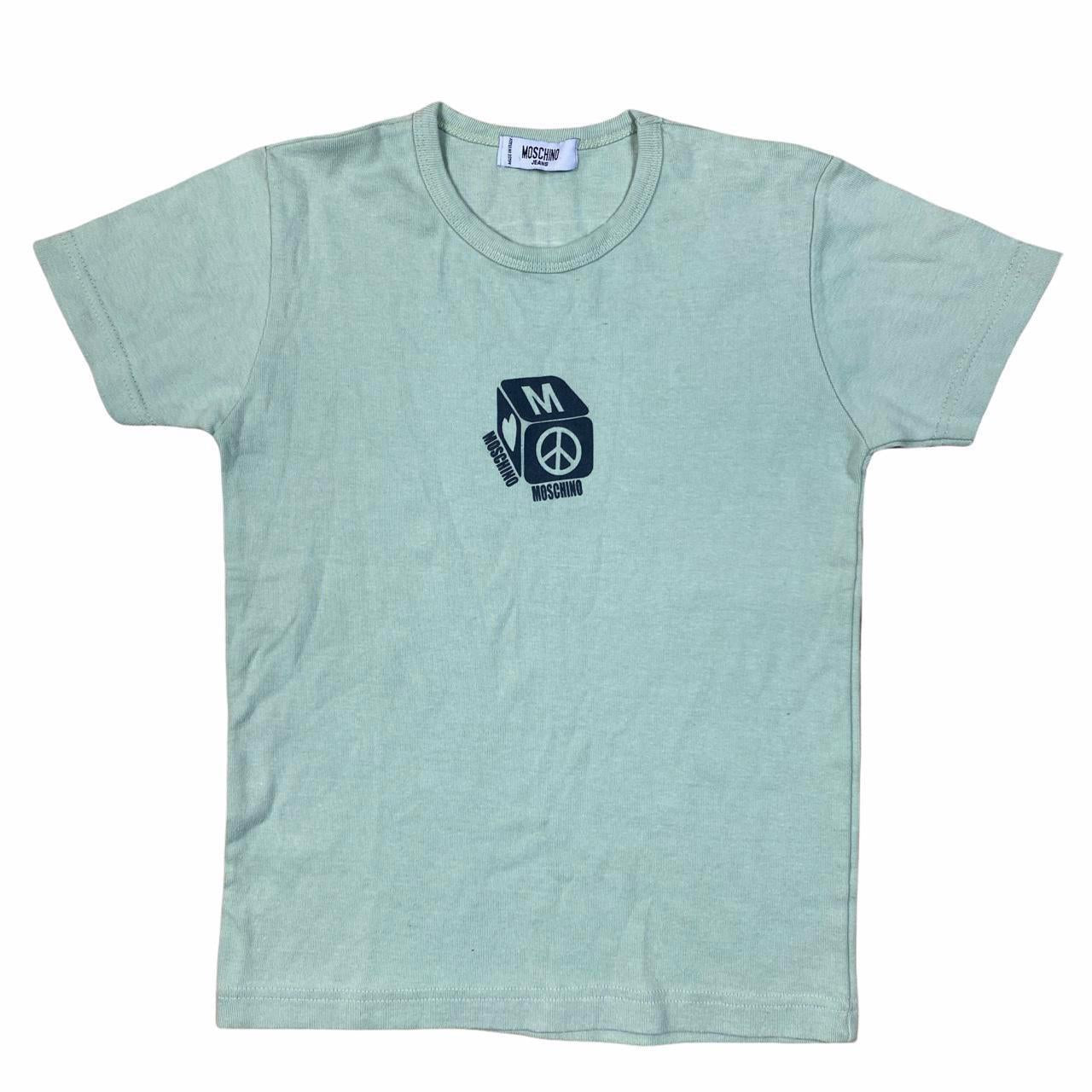 Moschino Jeans Pale Green Dice Logo Graphic Baby Tee T-Shirt