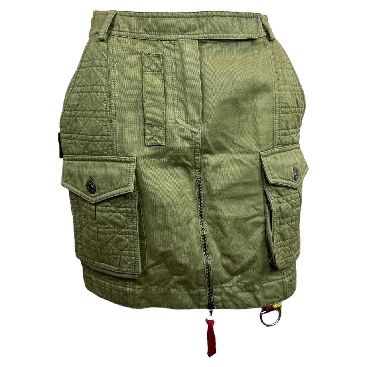 Christian Dior by John Galliano Sprint 2005 Rasta Collection Khaki Green Cargo Style Mini Skirt